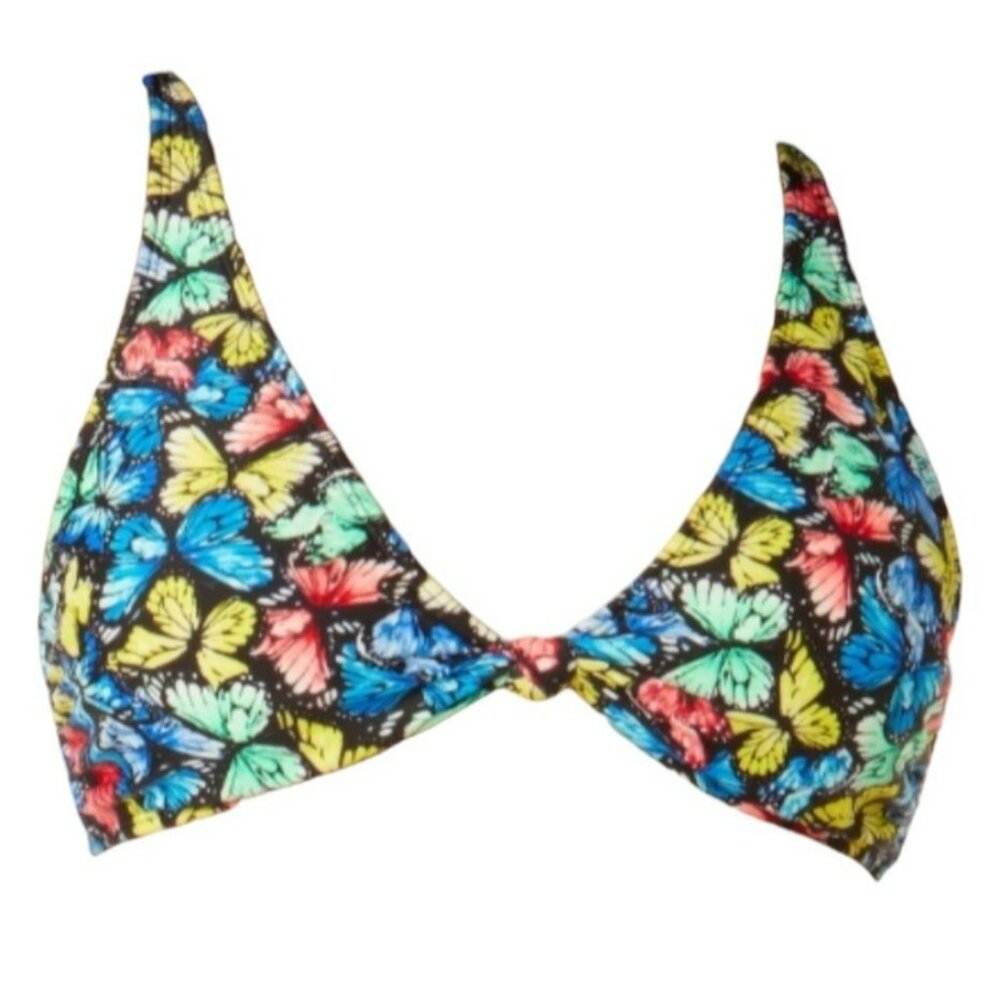 Butterfly Bikini Swimsuit Top Black Multicolor Junior's M 7-9 JH1713